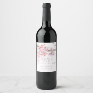 WINE LABEL : CHERRY BLOSSOM : CUSTOMISABLE TEXT