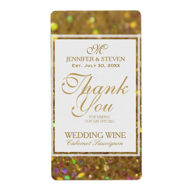 Wine Label Faux Gold Glitter (Front)