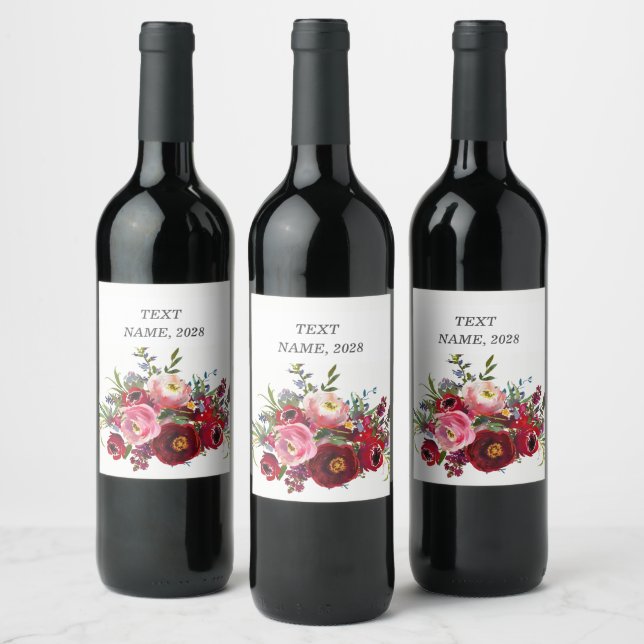WINE LABEL -  floral (Bottles)