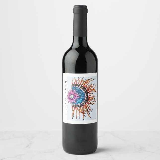 Wine label flower,sun (Front)