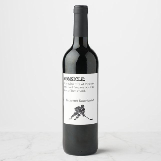 Wine Label MOMSICLE Hockey Mum (Front)