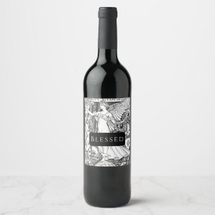 Wine label personalize vintage Angel Blessed 