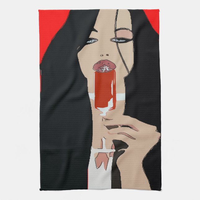 Wine Lady Tea Towel (Vertical)