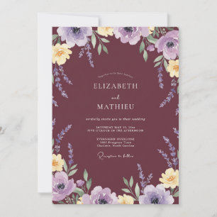 Wine Lavender Wildflower Wedding Invitation