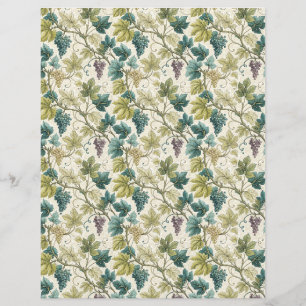 Wine leaves and grapes fall scrapbook paper blue
