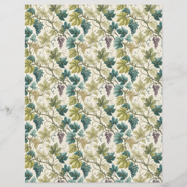 Wine leavesand grapes fall scrapbook paper  (Front)