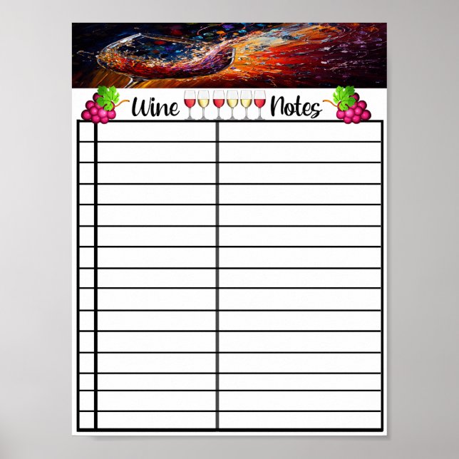 Wine List Get Organised  Poster (Front)