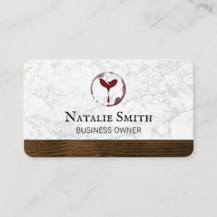 Wine Logo Marble Wood Business Card