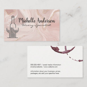 Wine Logo   Pink Marble Business Card