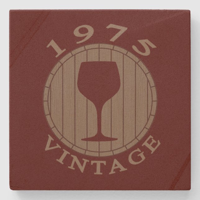    Wine Lover Birthday 1975 Vintage Stone Coaster (Front)