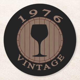 Wine Lover Birthday 1976 Vintage Round Paper Coaster