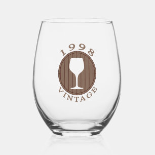 Wine Lover Birthday 1998 Vintage Stemless Wine Glass