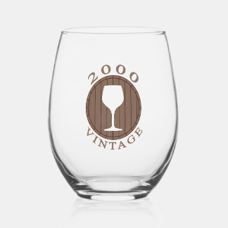 Wine Lover Birthday 2000 Vintage Stemless Wine Glass