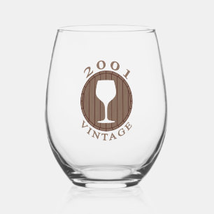 Wine Lover Birthday 2001 Vintage Stemless Wine Glass
