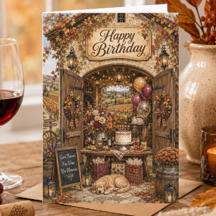 Wine Lover Birthday Vineyard Autumn Birthday Card