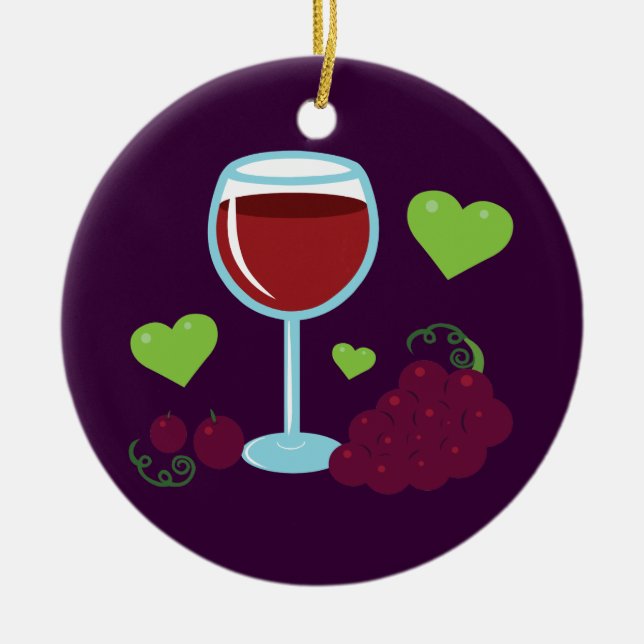 Wine Lover Ceramic Tree Decoration (Front)
