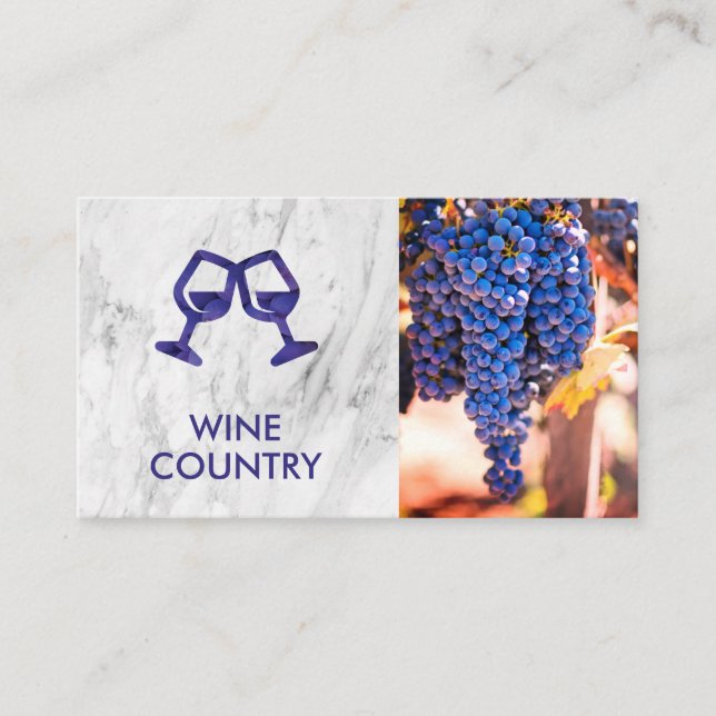Wine Lover Cheers | Wine Grapes | Marble Business Card (Front)