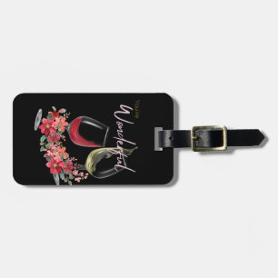 wine lover , editable luggage tag