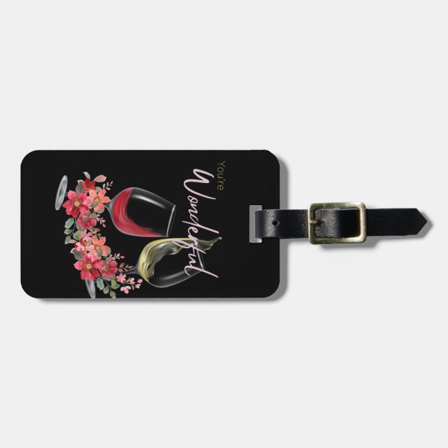 wine lover , editable luggage tag (Front Horizontal)