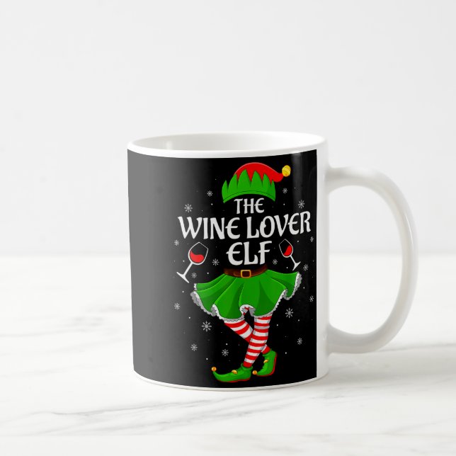 Wine Lover Elf Christmas Family Girls Women Elf Sq Coffee Mug (Right)
