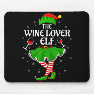 Wine Lover Elf Christmas Family Girls Women Elf Sq Mouse Mat