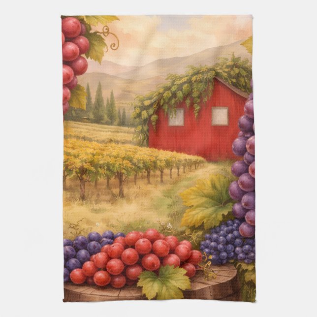 Wine Lover Gift Tea Towel | Vineyard Decor (Vertical)