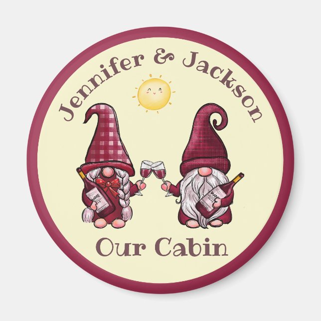 Wine Lover Gnome Couple Cruise Door Marker Magnet (Front)