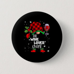 Wine Lover Gnome Red Buffalo Plaid Matching Family 6 Cm Round Badge