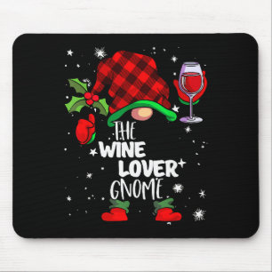 Wine Lover Gnome Red Buffalo Plaid Matching Family Mouse Mat