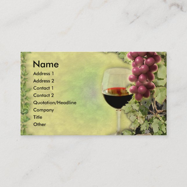Wine Lover..? Master of the Art of Making Wine..? Business Card (Front)