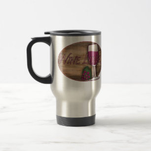 Wine Lover on Wood Oval Travel Mug