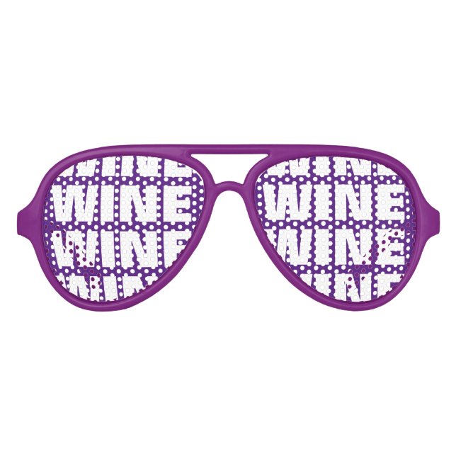 Wine lover party shades. Funny purple sunglasses (Front)