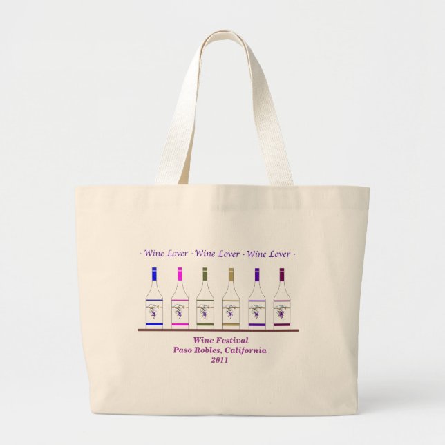 WINE LOVER_PASO ROBLES, CA LARGE TOTE BAG (Front)