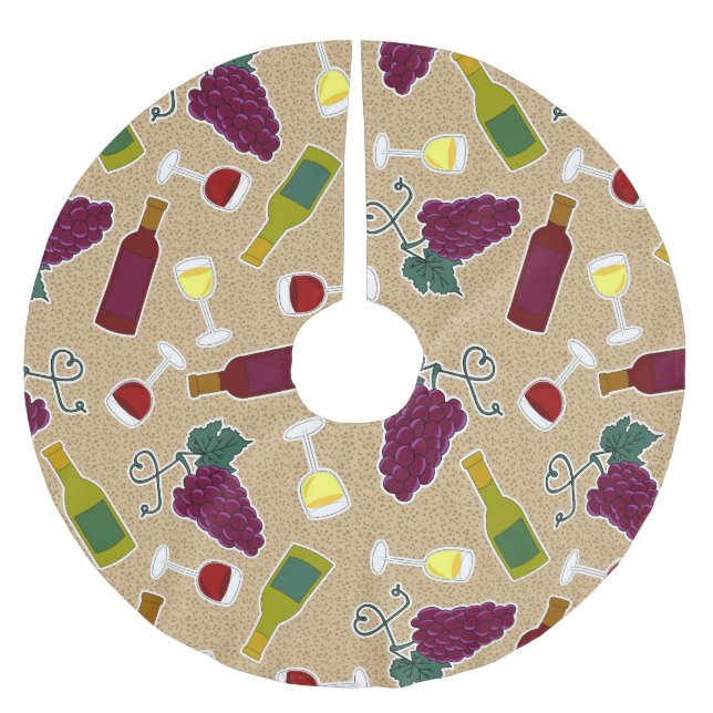 Wine Lover Pattern Brushed Polyester Tree Skirt (Front)