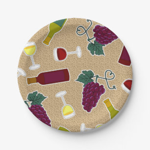 Wine Lover Pattern Paper Plate