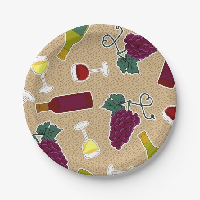 Wine Lover Pattern Paper Plate (Front)