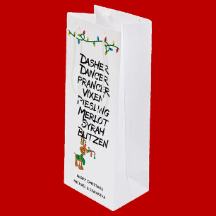 Wine Lover Reindeer Names Funny Christmas  Wine Gift Bag