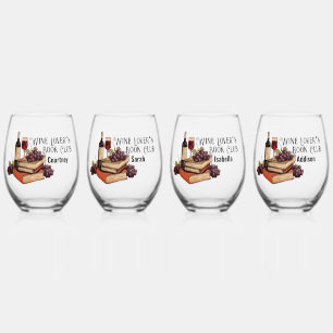 Wine Lover’s Book Club with Personalised Names Stemless Wine Glass