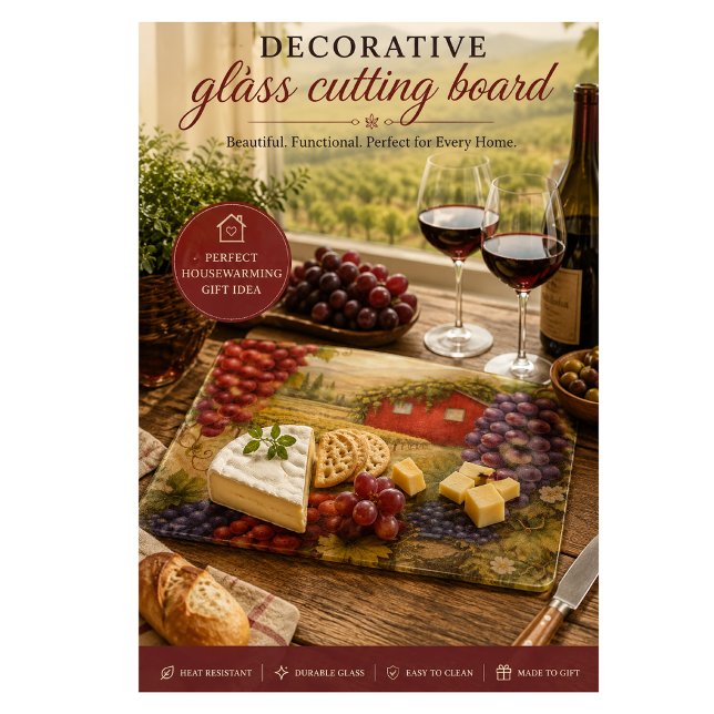 Wine Lover Vineyard Grapes Cutting Board Gift (Wineyard cutting board for wine nights, shop the full matching collection)