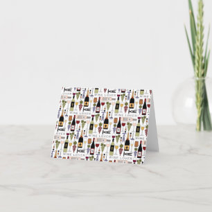 Wine Lovers Bottles, Glasses & Accessories Pattern Note Card