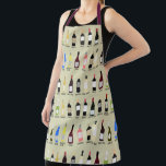 Wine Lovers Bottles with Names Patterned Apron<br><div class="desc">Cook your next meal in style with this apron that features an all over pattern featuring doodle style illustrations of wine bottles with the names of the types of wines beneath each one. The illustrations are set against a light tan or khaki colored background. Makes a great gift for wine...</div>