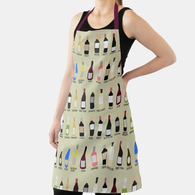 Wine Lovers Bottles with Names Patterned Apron (Insitu)