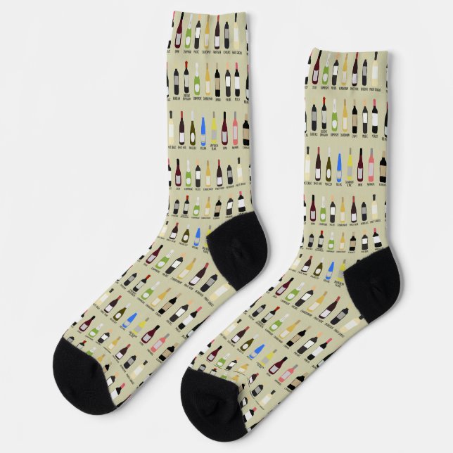 Wine Lovers Bottles with Names Patterned Socks (Left)