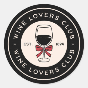 Wine lovers club classic round sticker