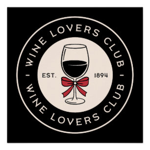 Wine lovers club retro vintage black poster