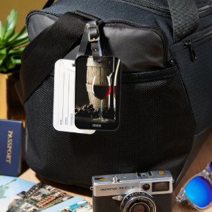 Wine Lover's custom monogram Luggage Tag
