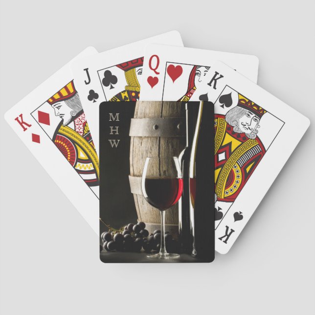 Wine Lover's custom monogram playing cards (Back)