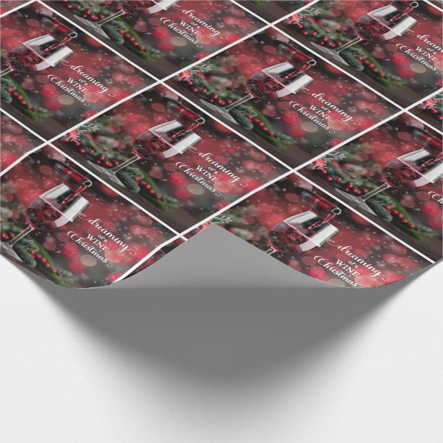 Wine Lovers Dreaming of a Wine Christmas Wrapping Paper (Corner)