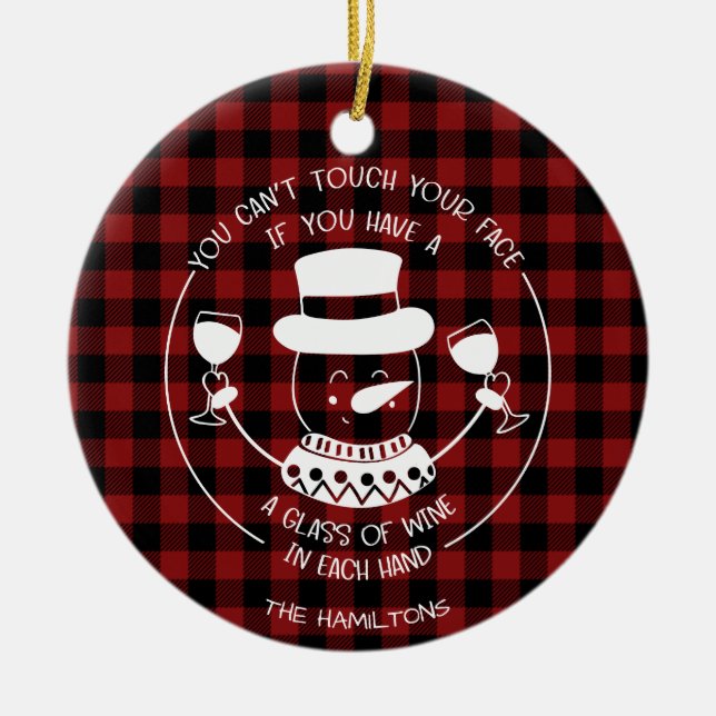 Wine Lovers Funny 2020 Covid Pandemic Christmas Ceramic Tree Decoration (Front)