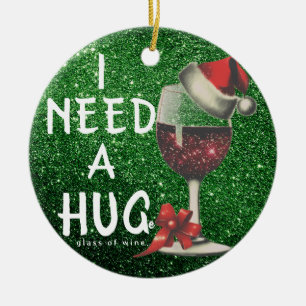 Wine Lovers Glitter Ceramic Ornament - Christmas